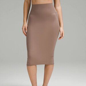 NWT $88 LULULEMON Nulu slim high-rise midi tight stretch pencil skirt taupe 4 6